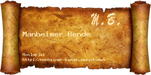 Manheimer Bende névjegykártya